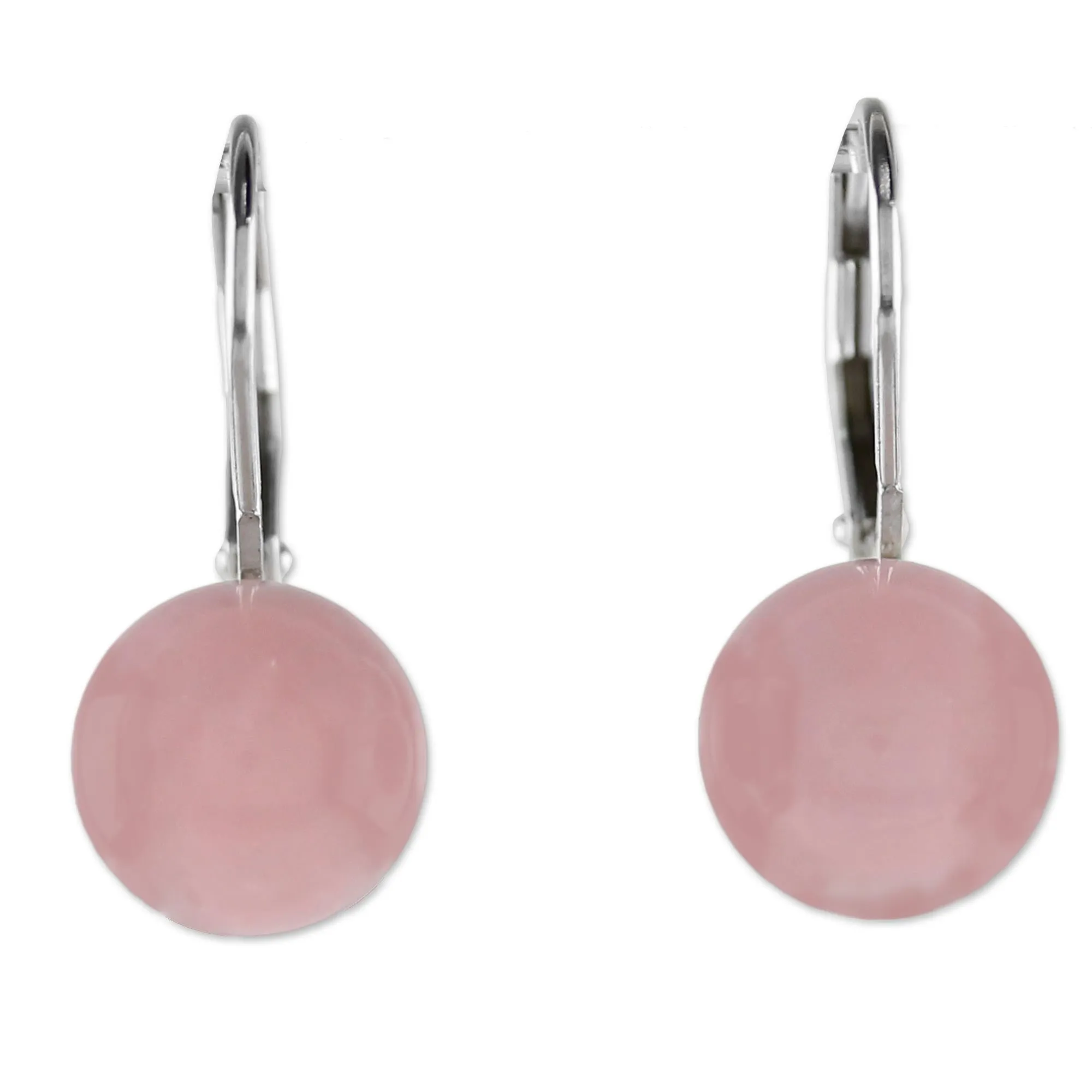 Pure Rose Quartz & Silver Drop Earrings