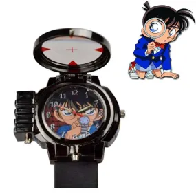 Quartz Watches Detective Conan Action Figures Can Launch LED Light Tag Detective Watch Kid Gift Toy