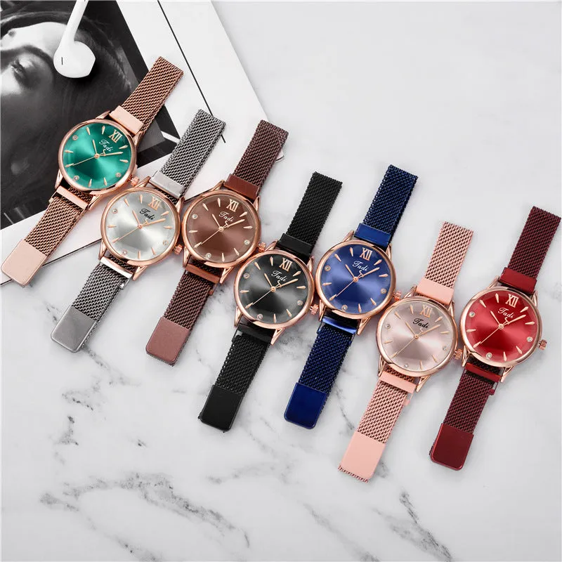 Quartz Women's Watch Fashion Magnetic Buckle Simple Temperament Roman Scale Milan Strap Student Watch Female