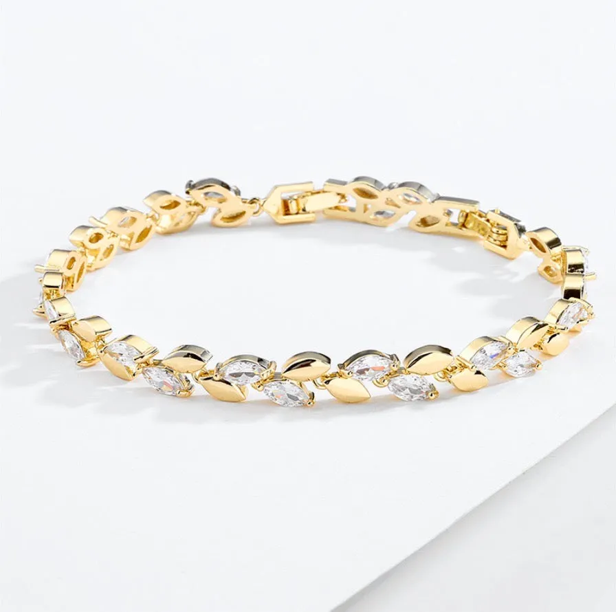 "Jill" - Cubic Zirconia Bridal Bracelet - Available in Silver, Rose Gold and Yellow Gold