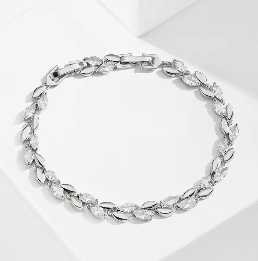 "Jill" - Cubic Zirconia Bridal Bracelet - Available in Silver, Rose Gold and Yellow Gold