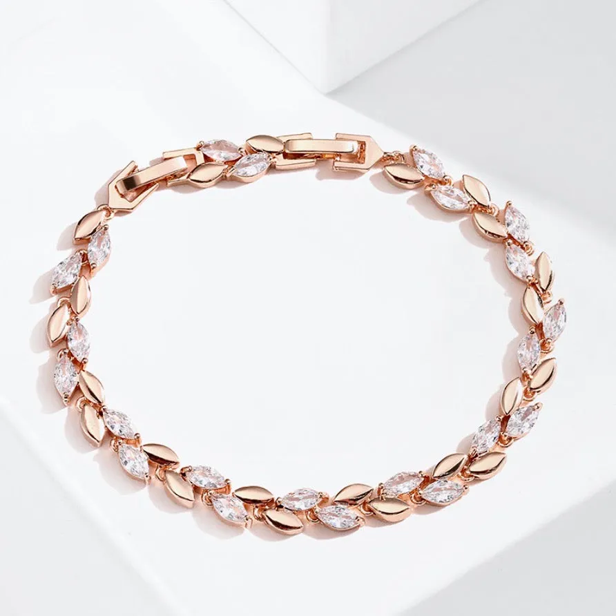 "Jill" - Cubic Zirconia Bridal Bracelet - Available in Silver, Rose Gold and Yellow Gold