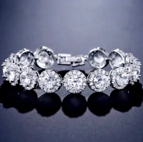 "Whitney" - Cubic Zirconia Bridal Bracelet - Available in Silver and Rose Gold