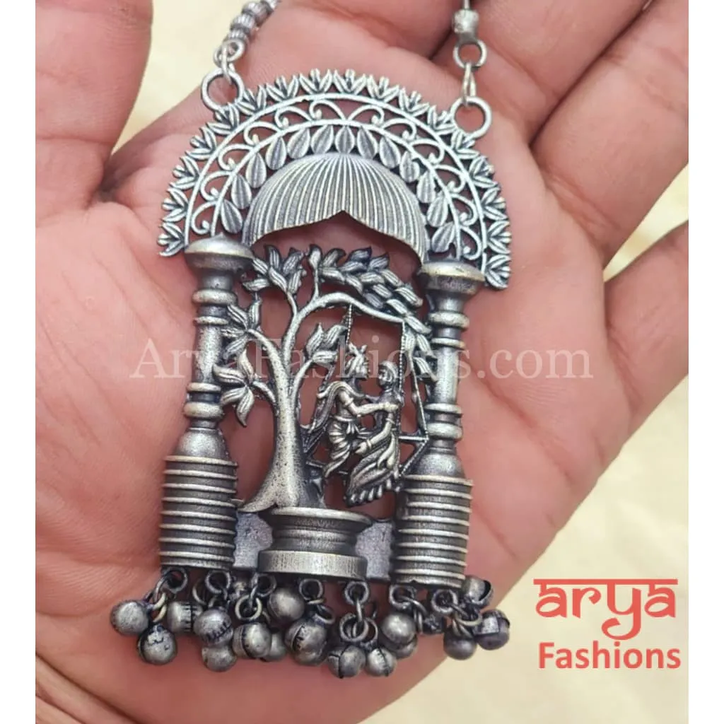 RadhaKrishna Oxidized Pendant with Chain