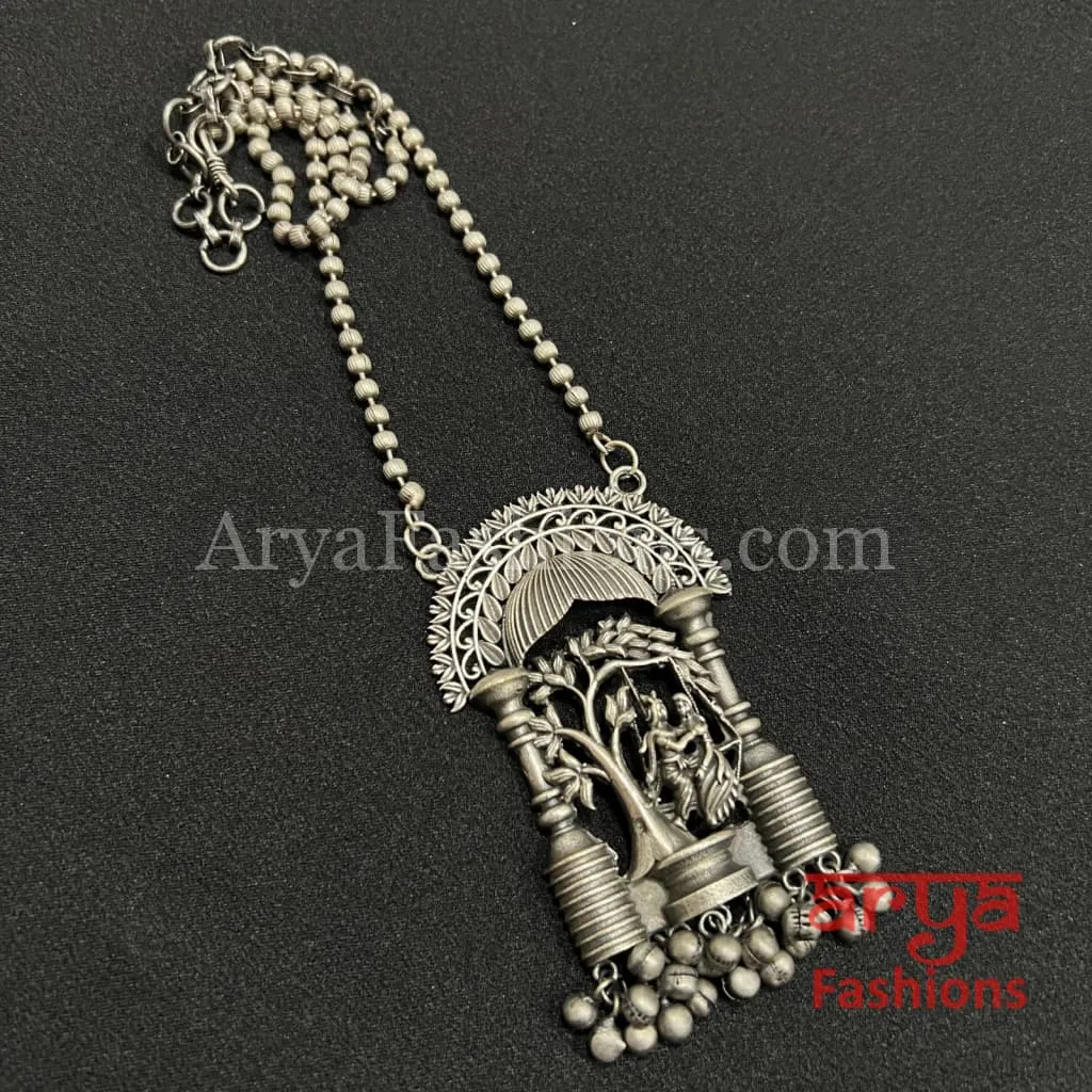 RadhaKrishna Oxidized Pendant with Chain