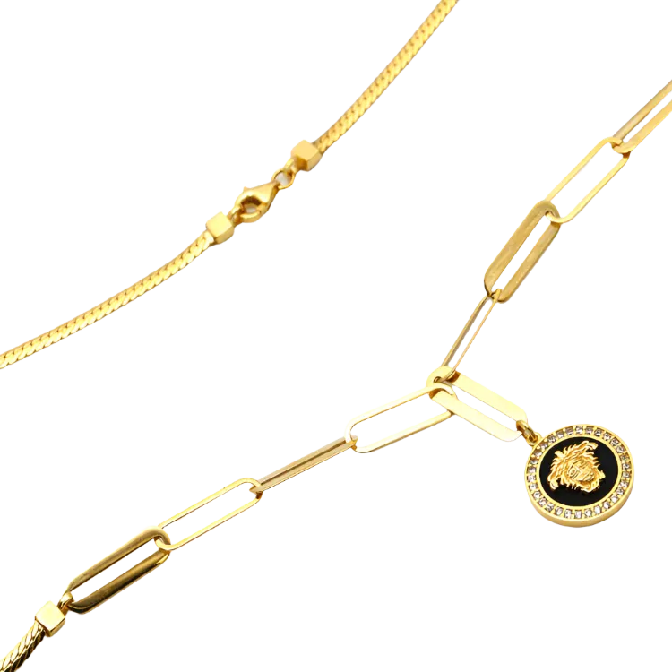 Real Gold Maze Hoop Necklace N1307