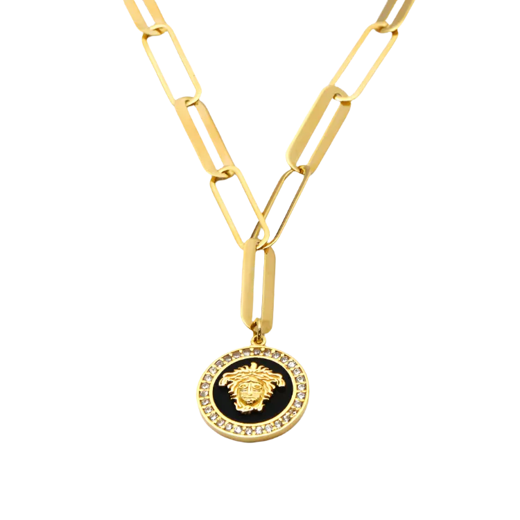 Real Gold Maze Hoop Necklace N1307