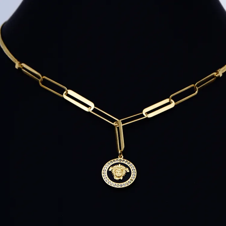 Real Gold Maze Hoop Necklace N1307