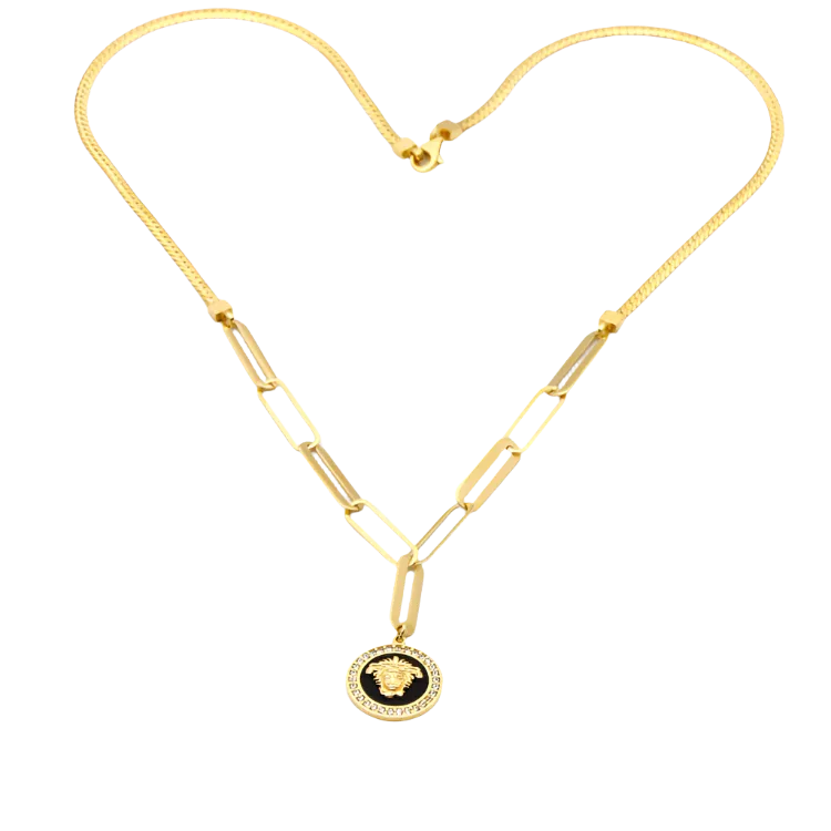 Real Gold Maze Hoop Necklace N1307