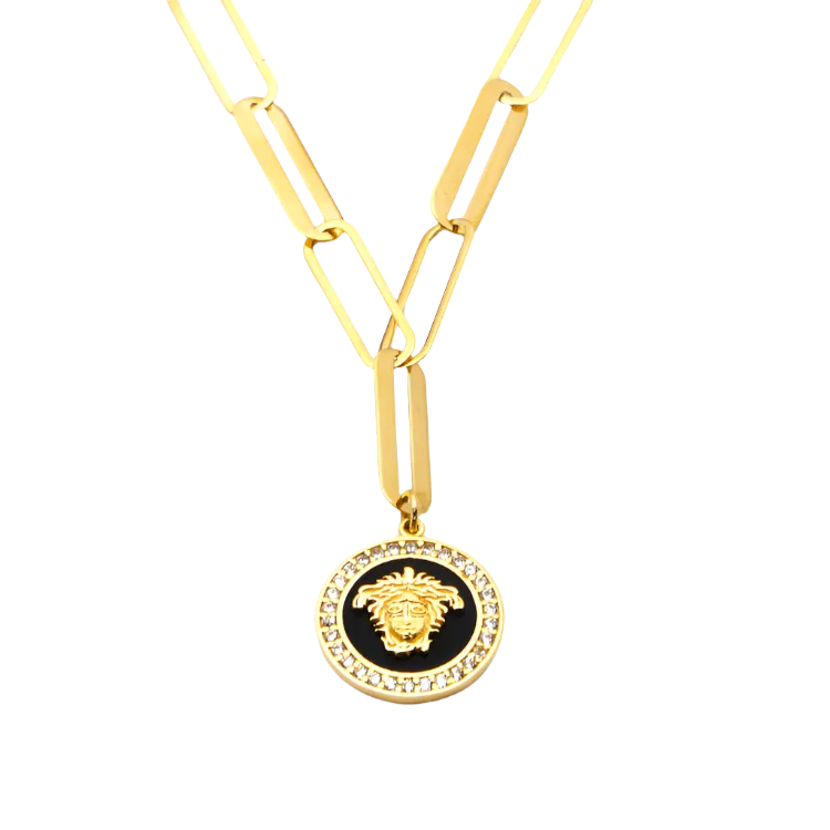 Real Gold Maze Hoop Necklace N1307