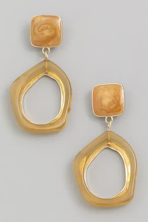 Resin Hoop Drop Earrings