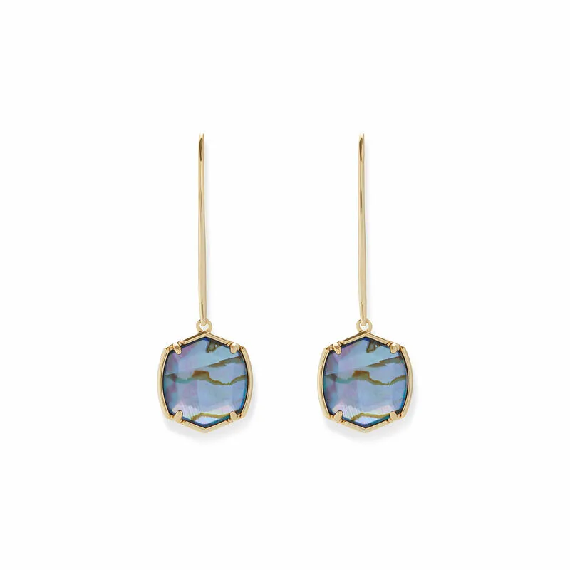 Rocksbox Exclusive Davis Drop Earrings in Gold & Navy Abalone