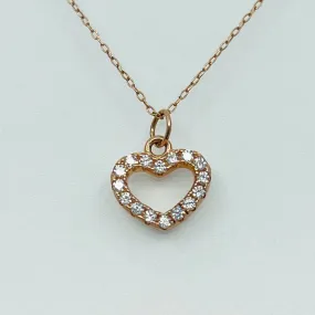 Rose Gold sterling silver cubic zirconia heart necklace GM133