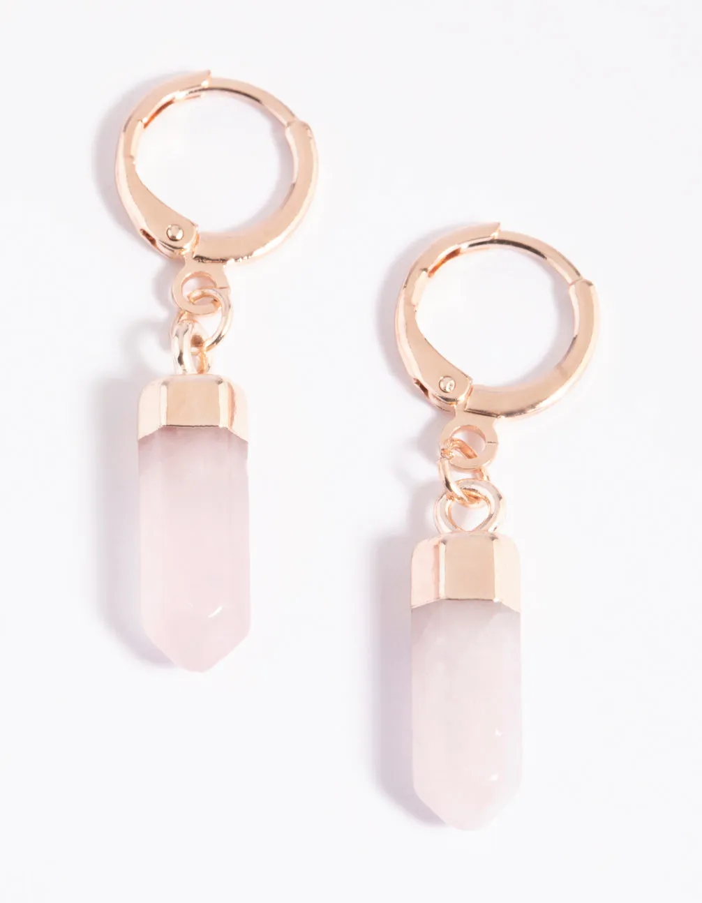 Rose Quartz Huggie Hoop Earrings