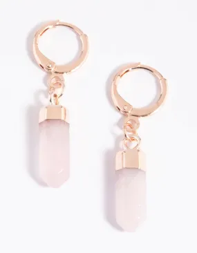 Rose Quartz Huggie Hoop Earrings