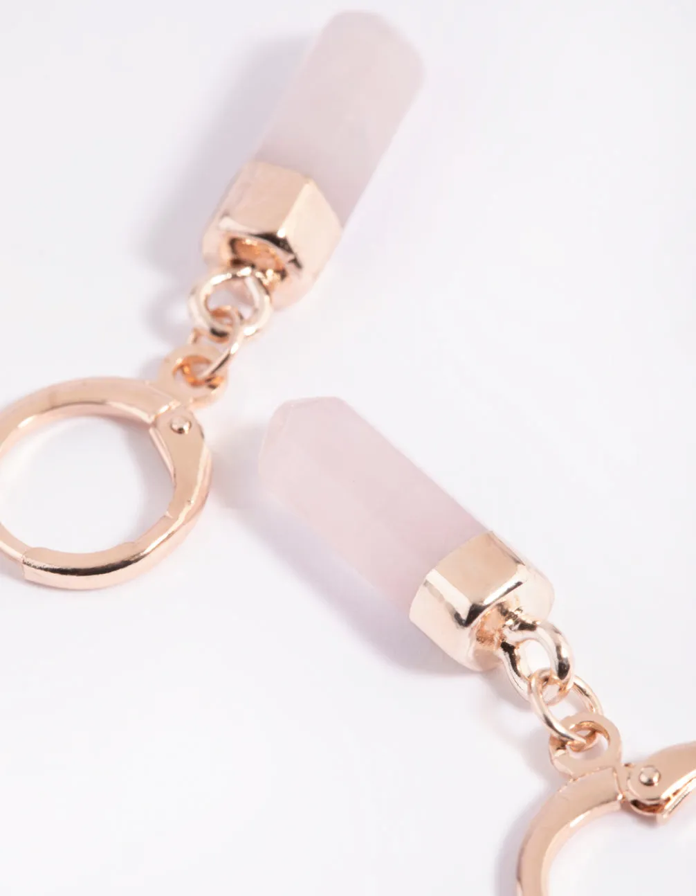 Rose Quartz Huggie Hoop Earrings