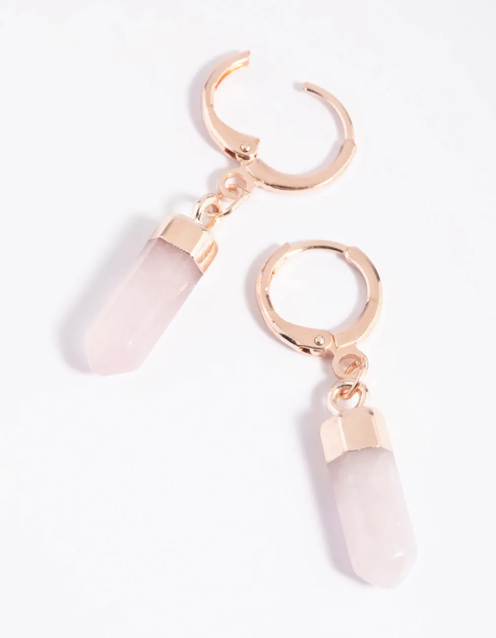 Rose Quartz Huggie Hoop Earrings