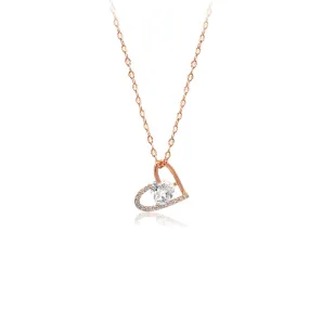 Rosegold Heart Cubic Zirconia Necklace