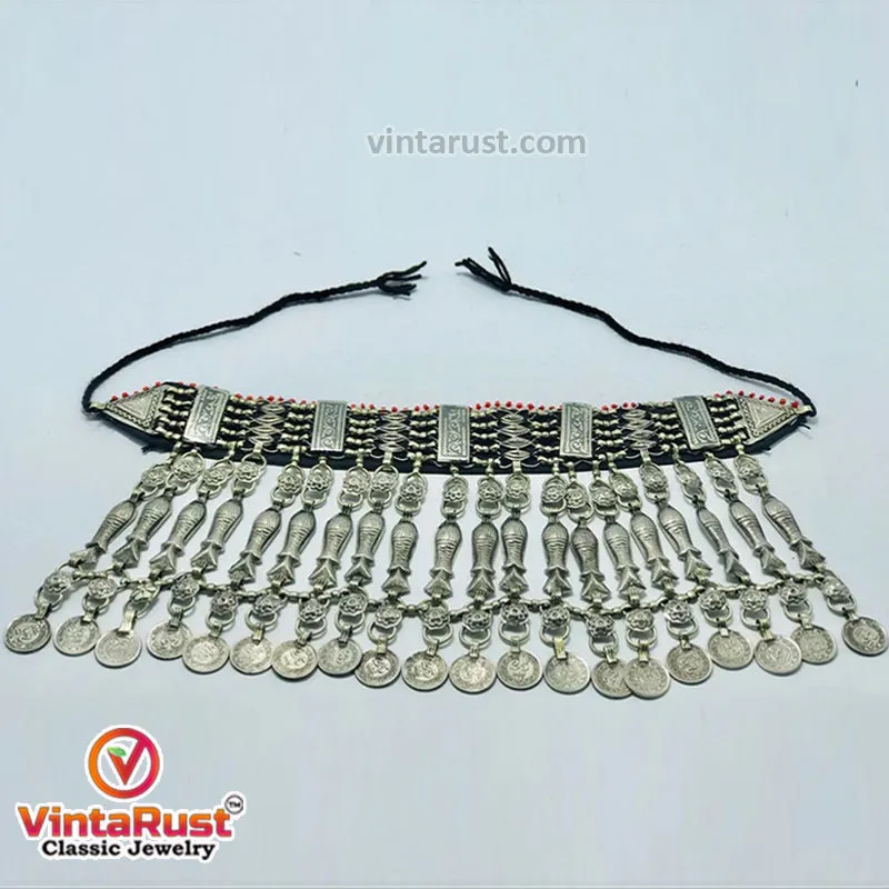 Rustic Tribal Choker with Fish Motifs Coin Accents