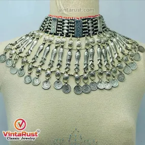 Rustic Tribal Choker with Fish Motifs Coin Accents