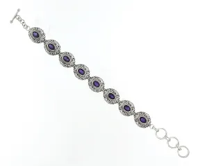 Samuel B. Sterling Silver Amethyst Station Bracelet, 6.5" with 1" extender (91551)