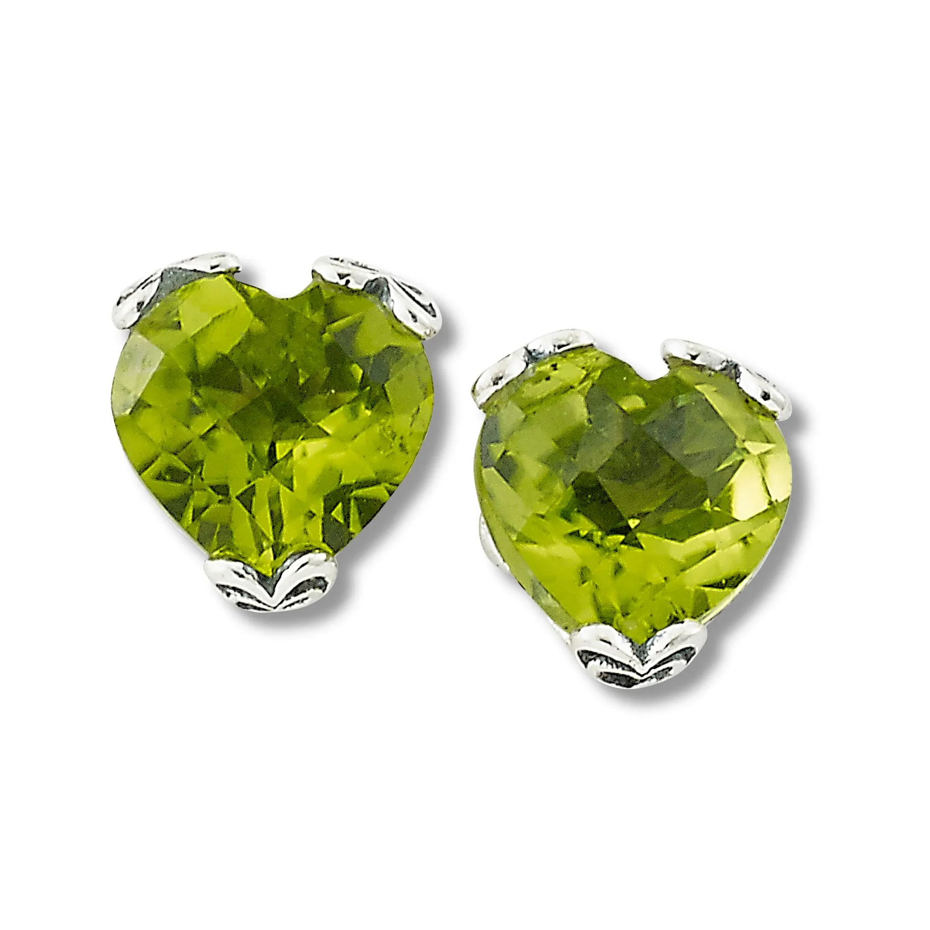 Samuel B. Sterling Silver Heart Shaped Peridot Stud Earrings (97742)