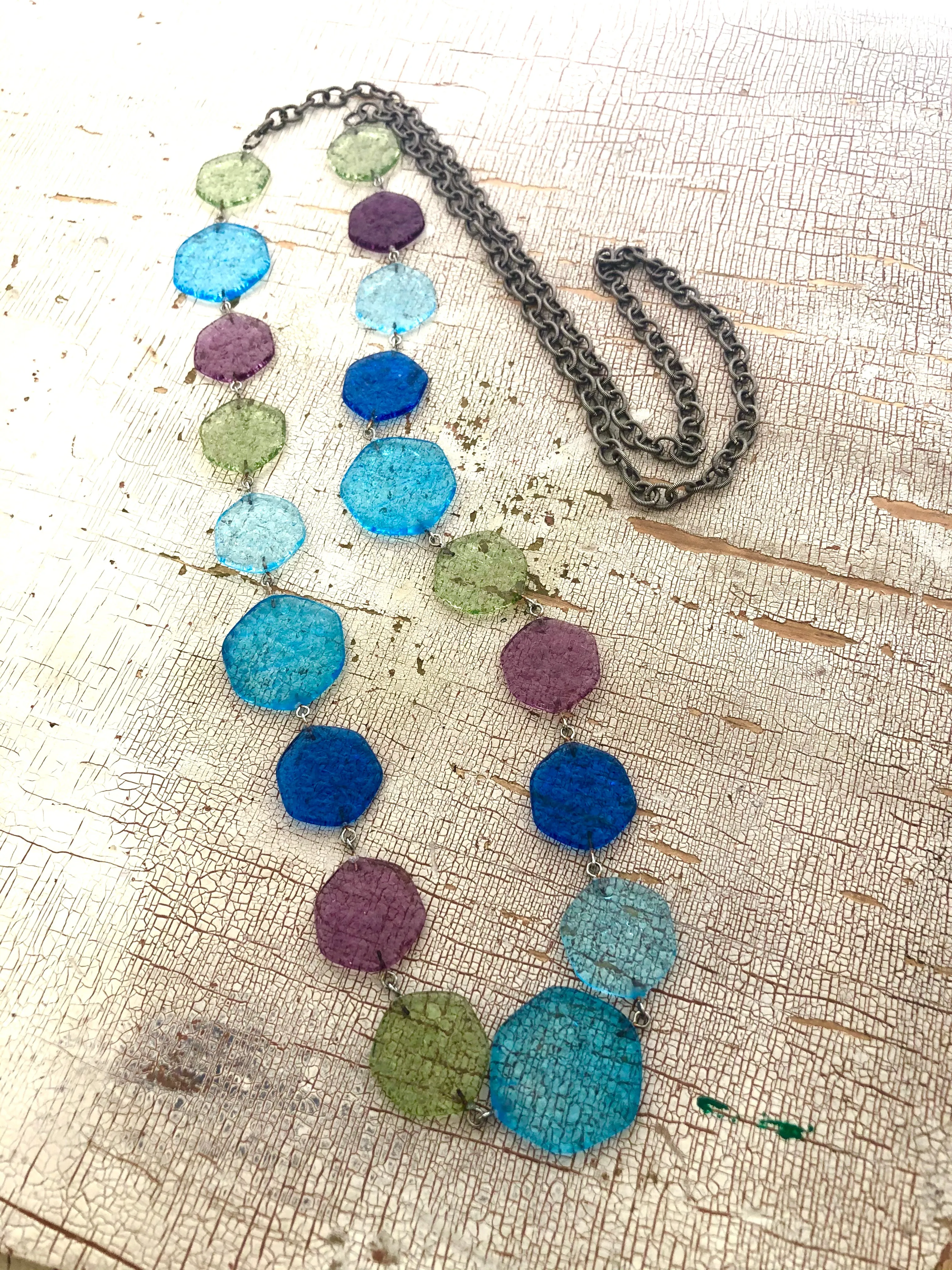 Seaside 'Stained Glass' Ice Chip Rope Necklace