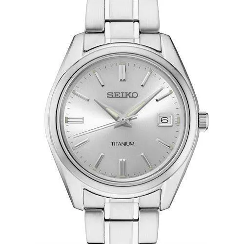 Seiko Essentials SUR369 Titanium Silver Sunray Dial 10 ATM Water Resistant 40.2mm Men's Watch