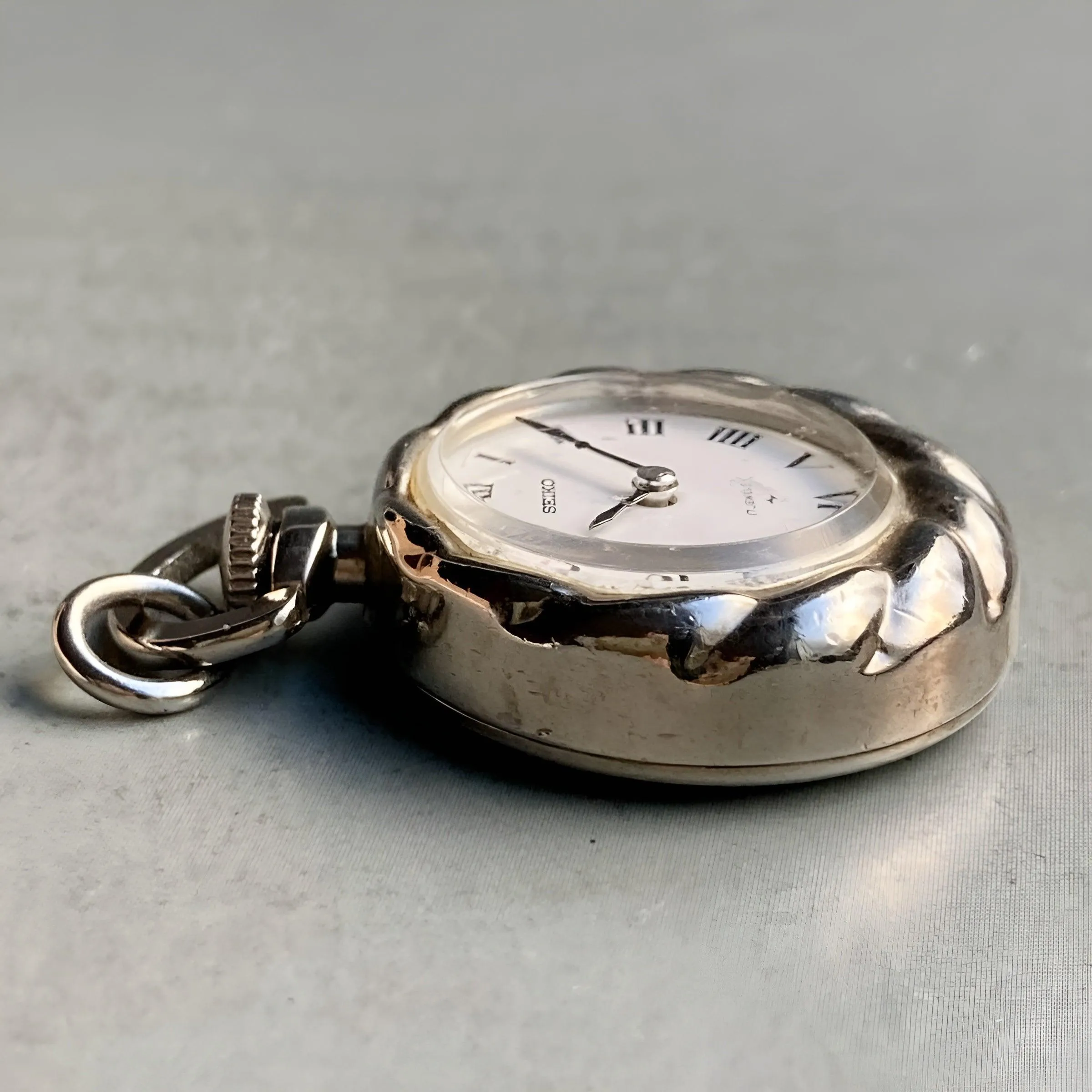 Seiko Pocket Antique Watch 1965 Manual Winding Vintage Pocket Watch Silver