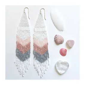 Shellscape no.2 Seed Bead Fringe Earrings - Pink Art Deco Collection