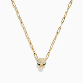 Signature 14K Yellow Gold Diamond and Emerald Necklace