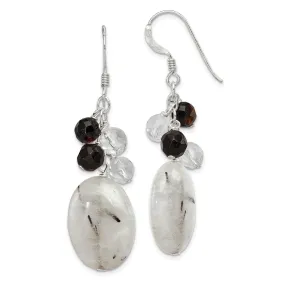 Silver Agate Crystal Quartz Dangle Earrings