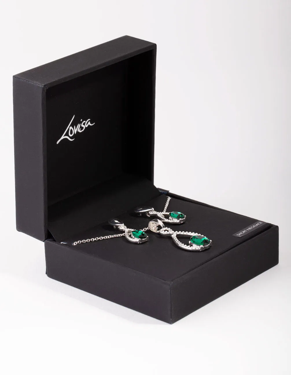 Silver Christmas Diamante Twist Necklace & Earrings Set