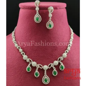 Silver Cubic Zirconia Necklace with Earrings