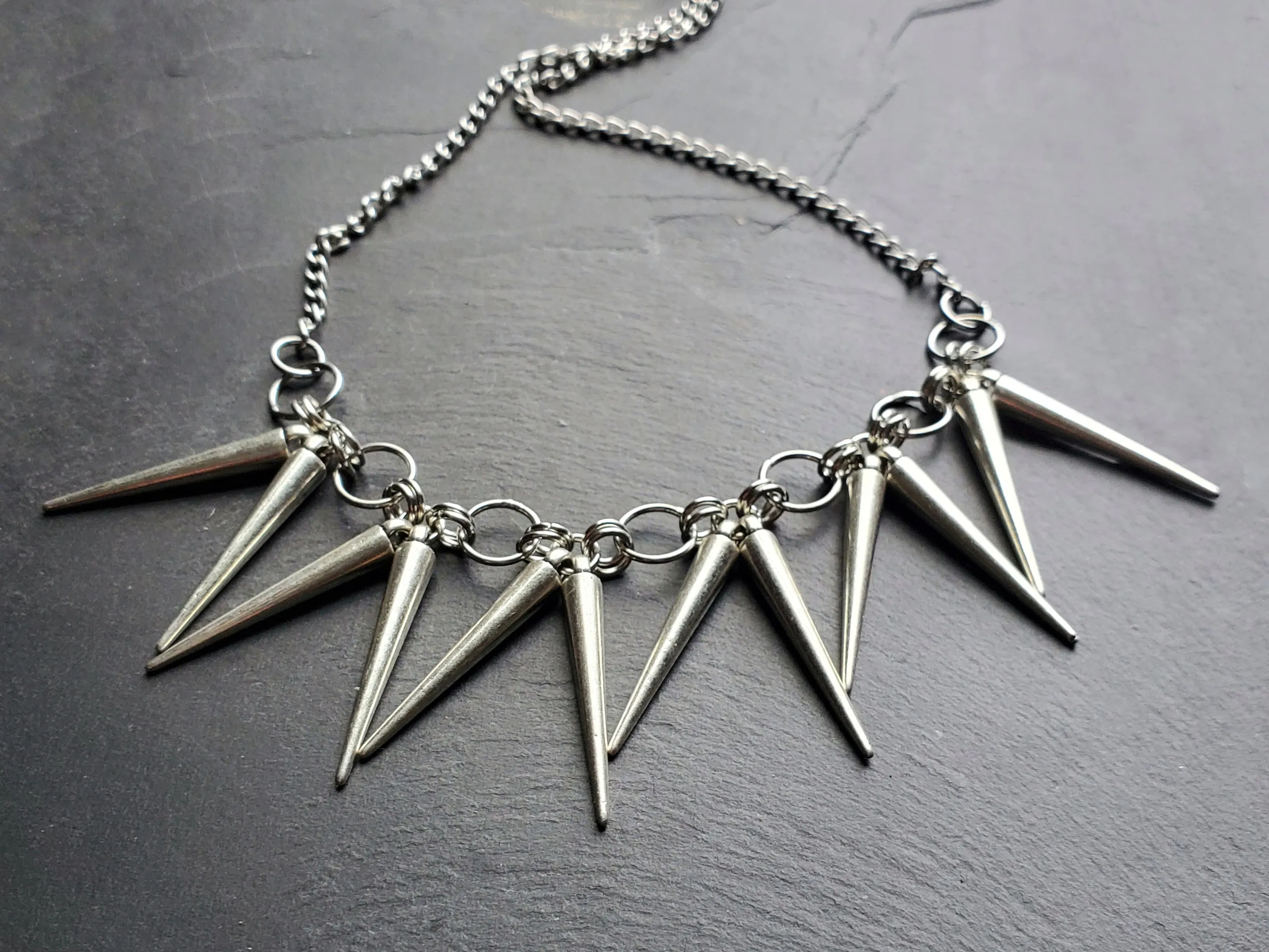 Silver Spike Thorn Barbed Wire Necklace Punk Jewelry