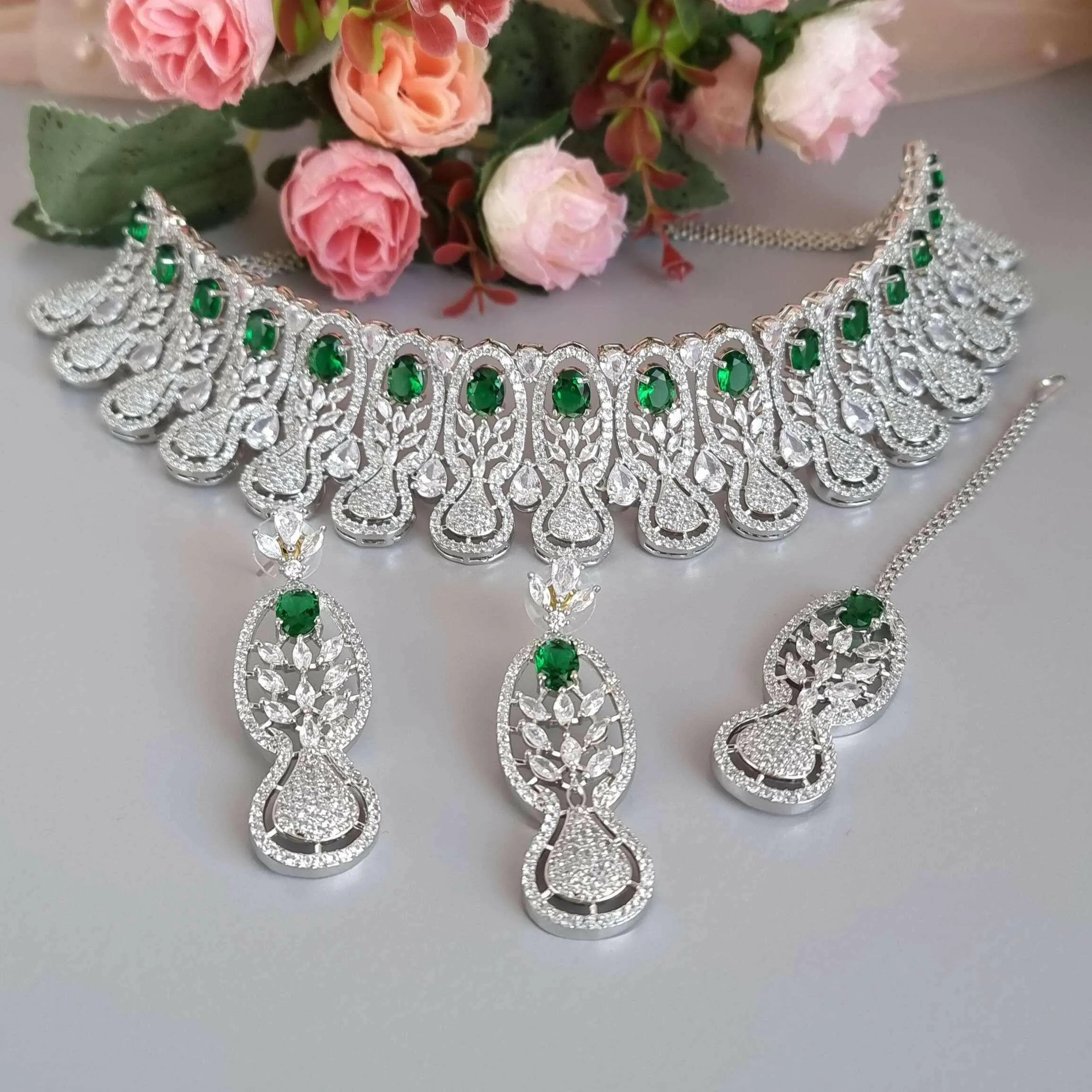 Simi Choker Set Emerald Green