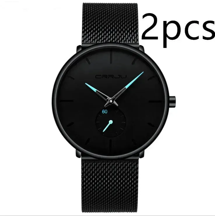 Simple ultra-thin watch round mesh belt watch