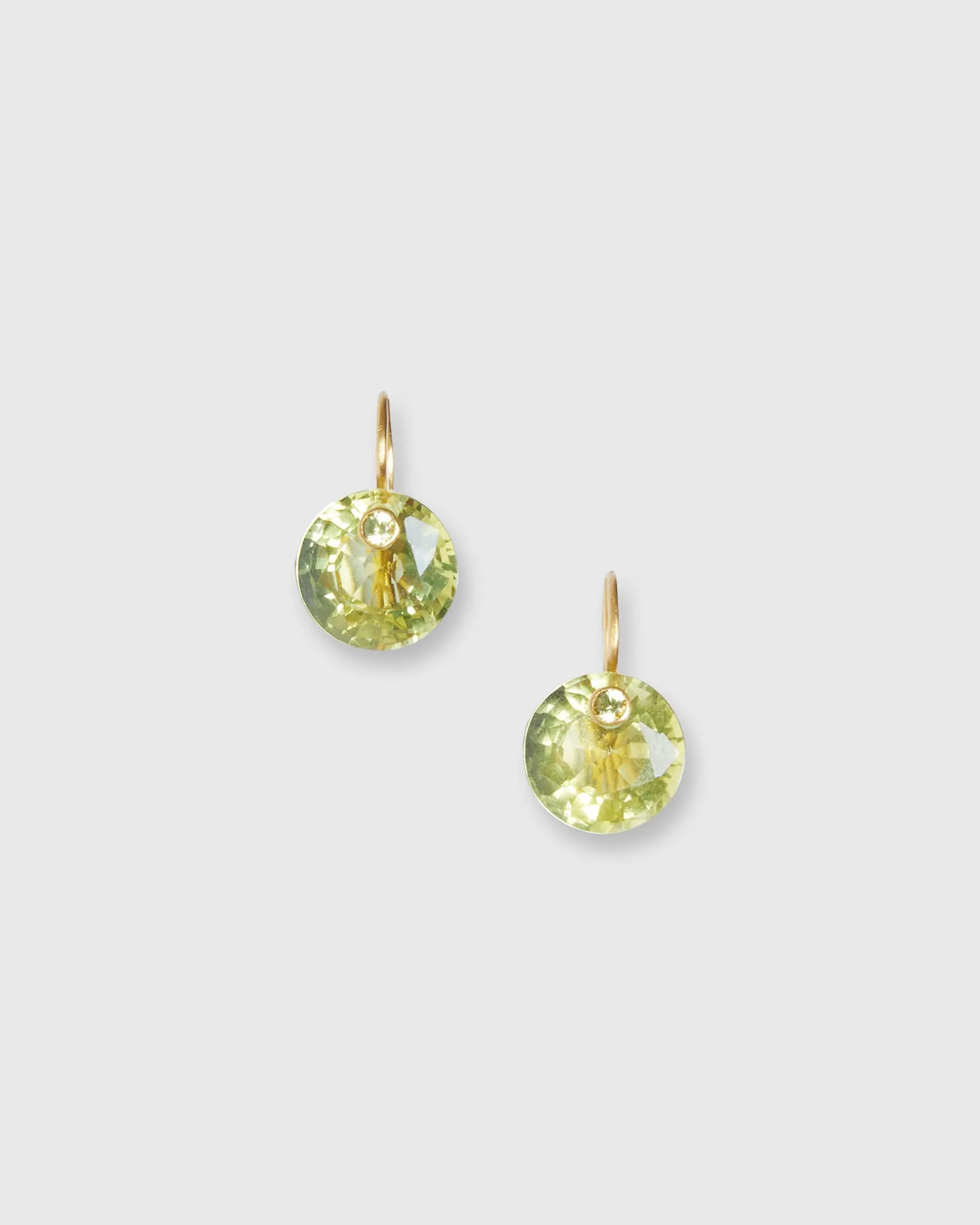 Small Round Gem Earrings in Lemon Quartz/Yellow Sapphire