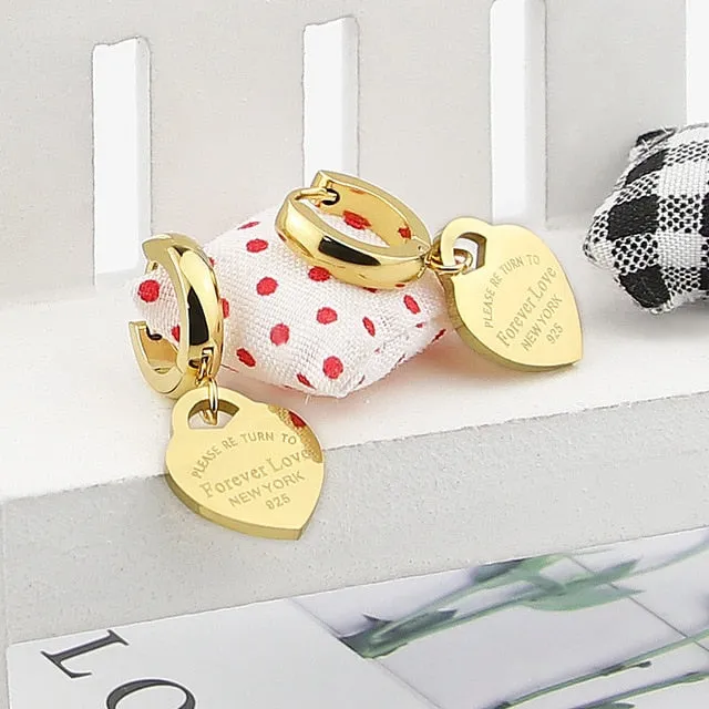 Stainless Steel Heart-Shaped Earrings