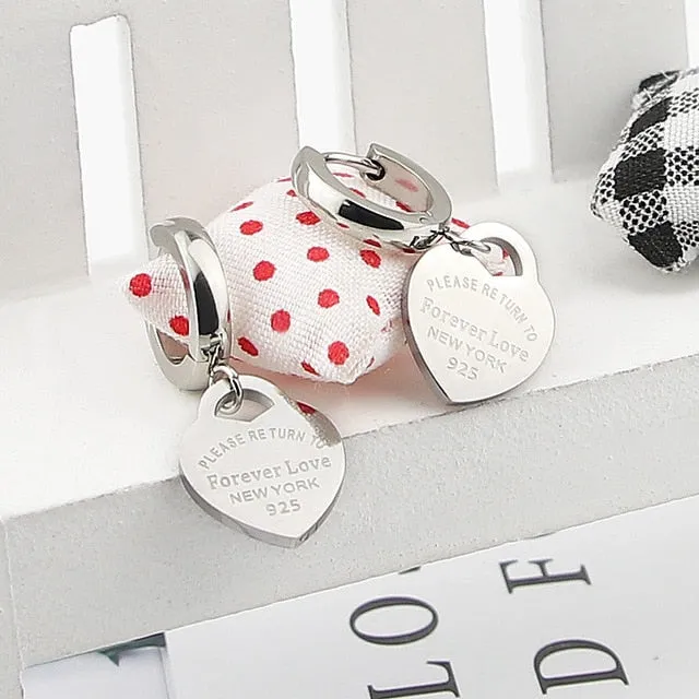 Stainless Steel Heart-Shaped Earrings