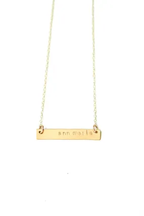 Stamped Gold Bar Necklace