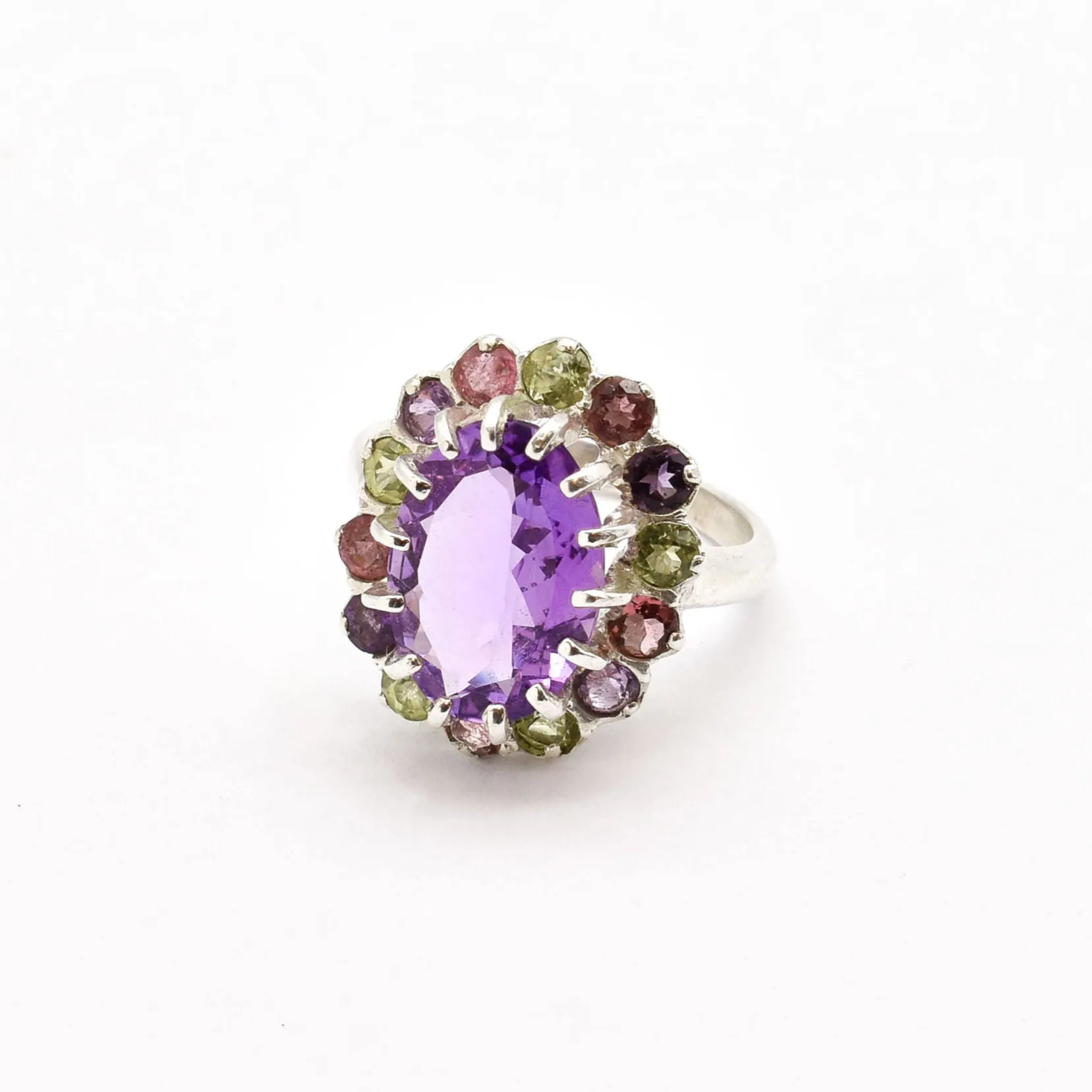 Statement Amethyst Ring - Natural Amethyst Ring - Large Multistone Ring