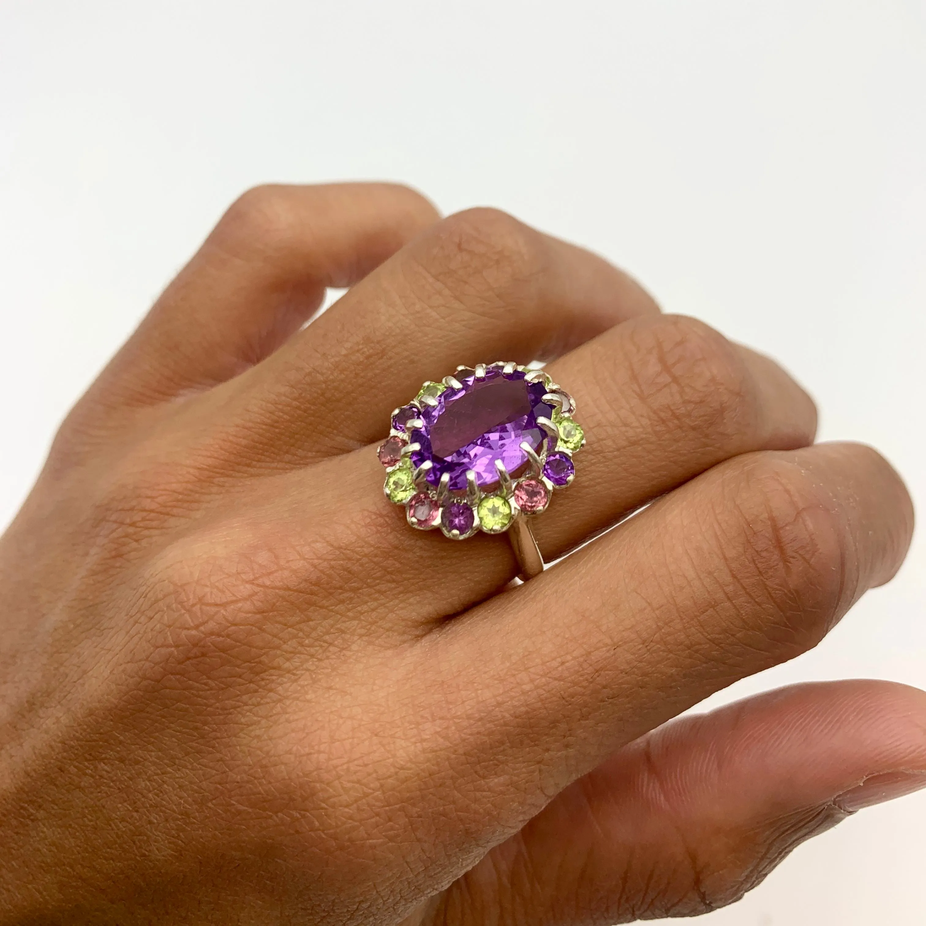 Statement Amethyst Ring - Natural Amethyst Ring - Large Multistone Ring