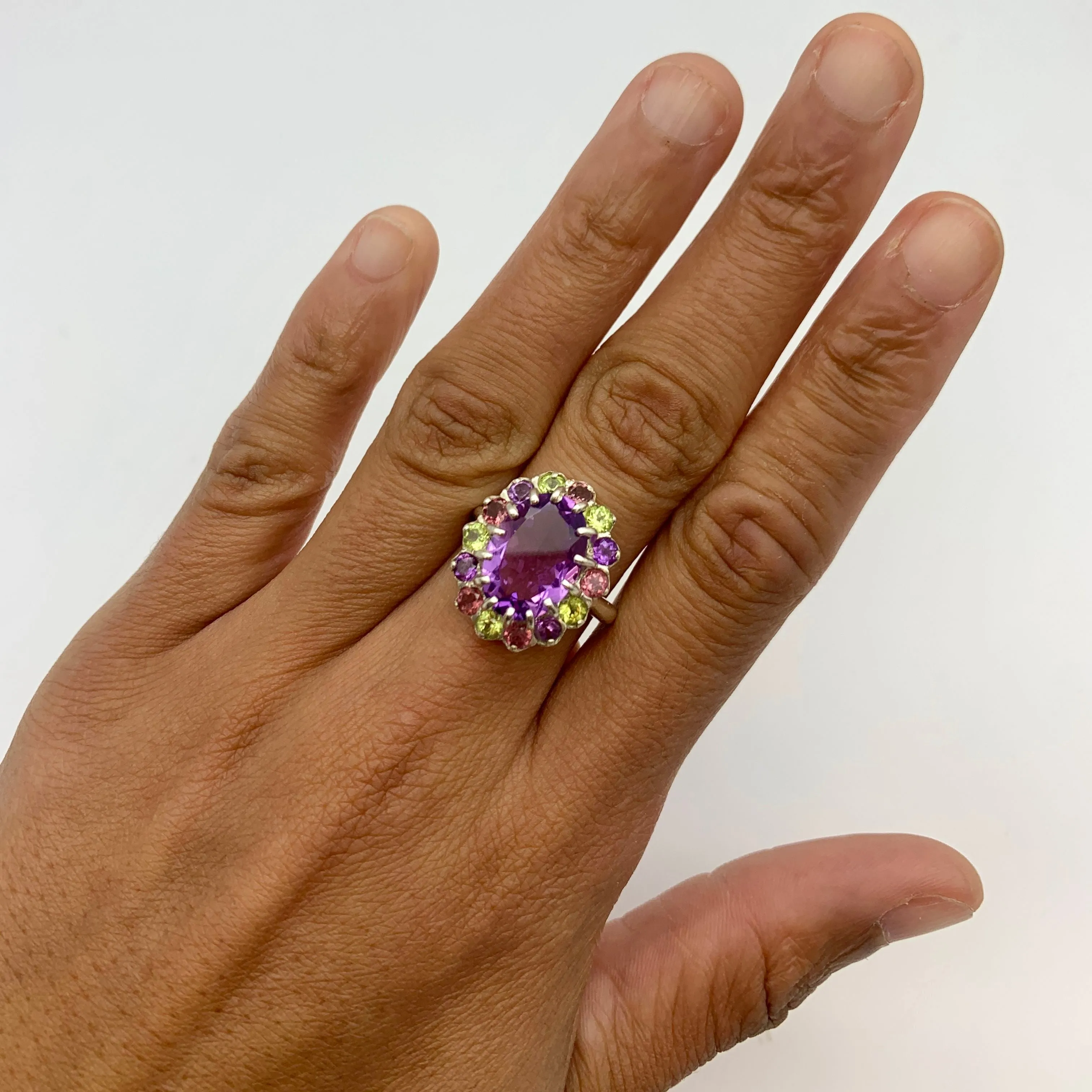 Statement Amethyst Ring - Natural Amethyst Ring - Large Multistone Ring