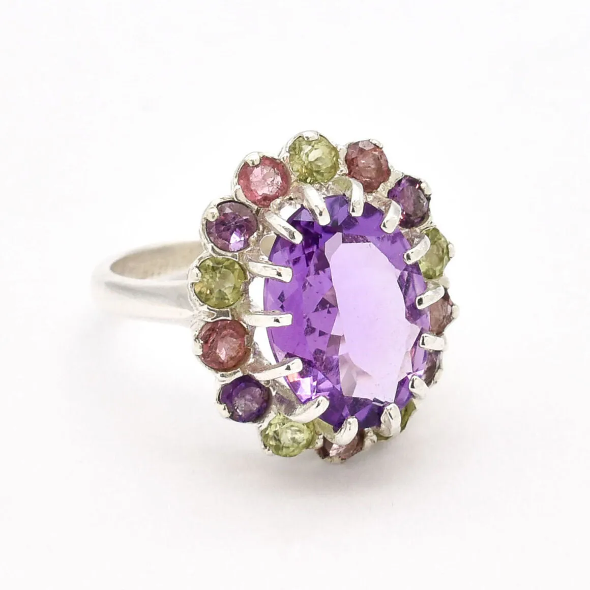 Statement Amethyst Ring - Natural Amethyst Ring - Large Multistone Ring