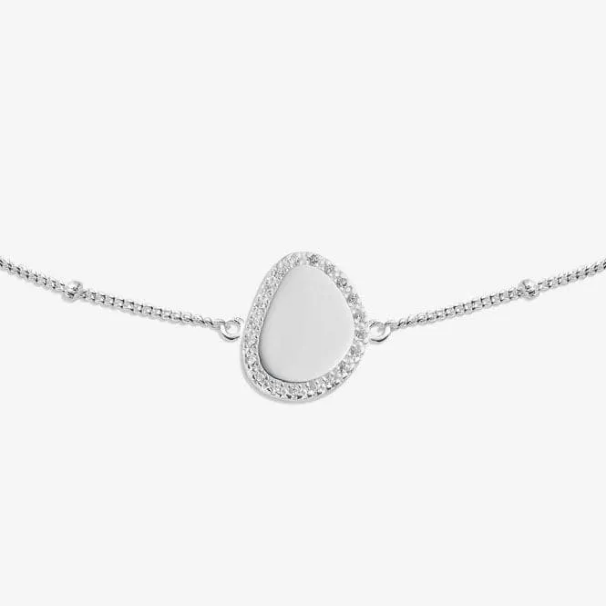 Sterling Silver Amazing Auntie Pebble Pave 16cm   3cm Bracelet JJS0004