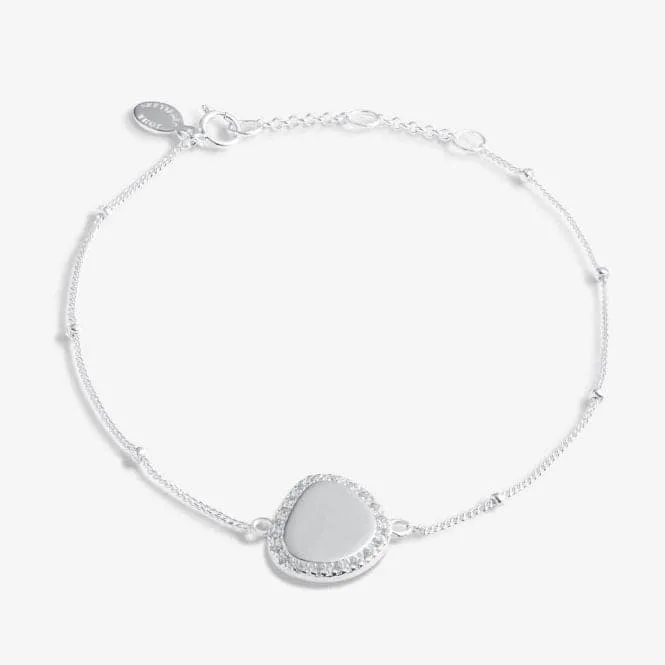 Sterling Silver Amazing Auntie Pebble Pave 16cm   3cm Bracelet JJS0004