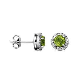 Sterling Silver Peridot and White Topaz Earrings