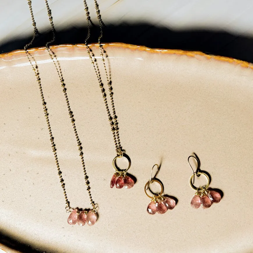 Strawberry Quartz Circle Earring