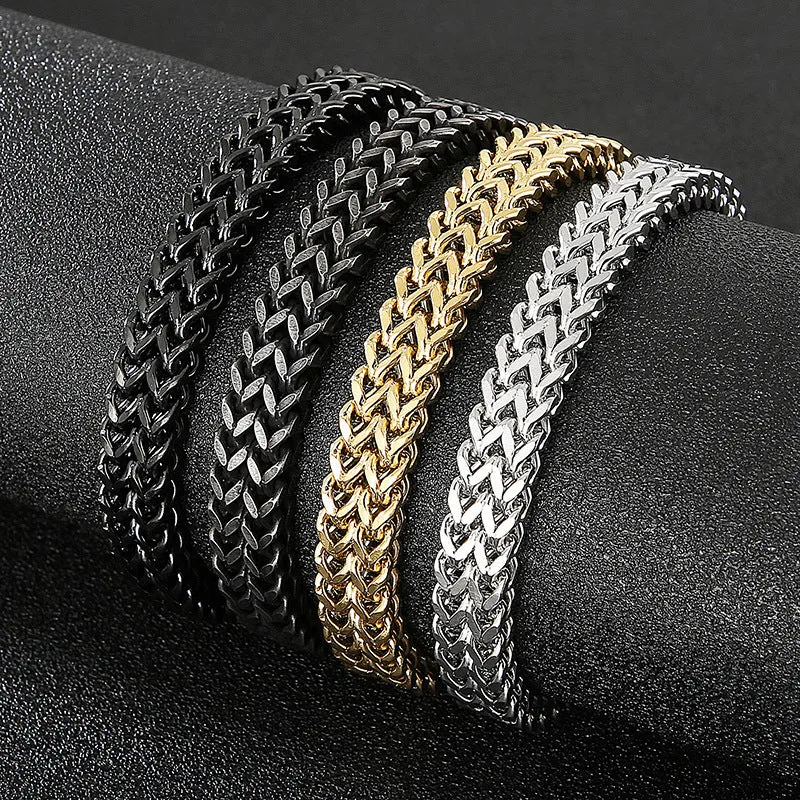 Stylish Double-Row Titanium Steel Men's Bracelet - Hip-Hop Inspired Jewelry for Everyday Wear